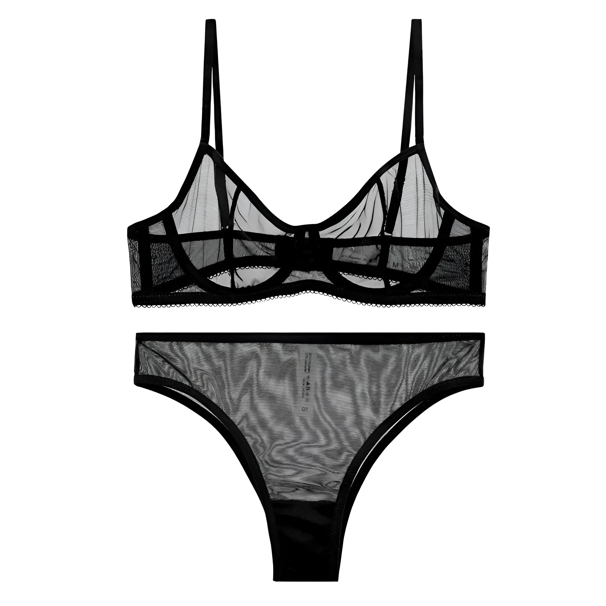 Black Set of lingerie made from fine mesh