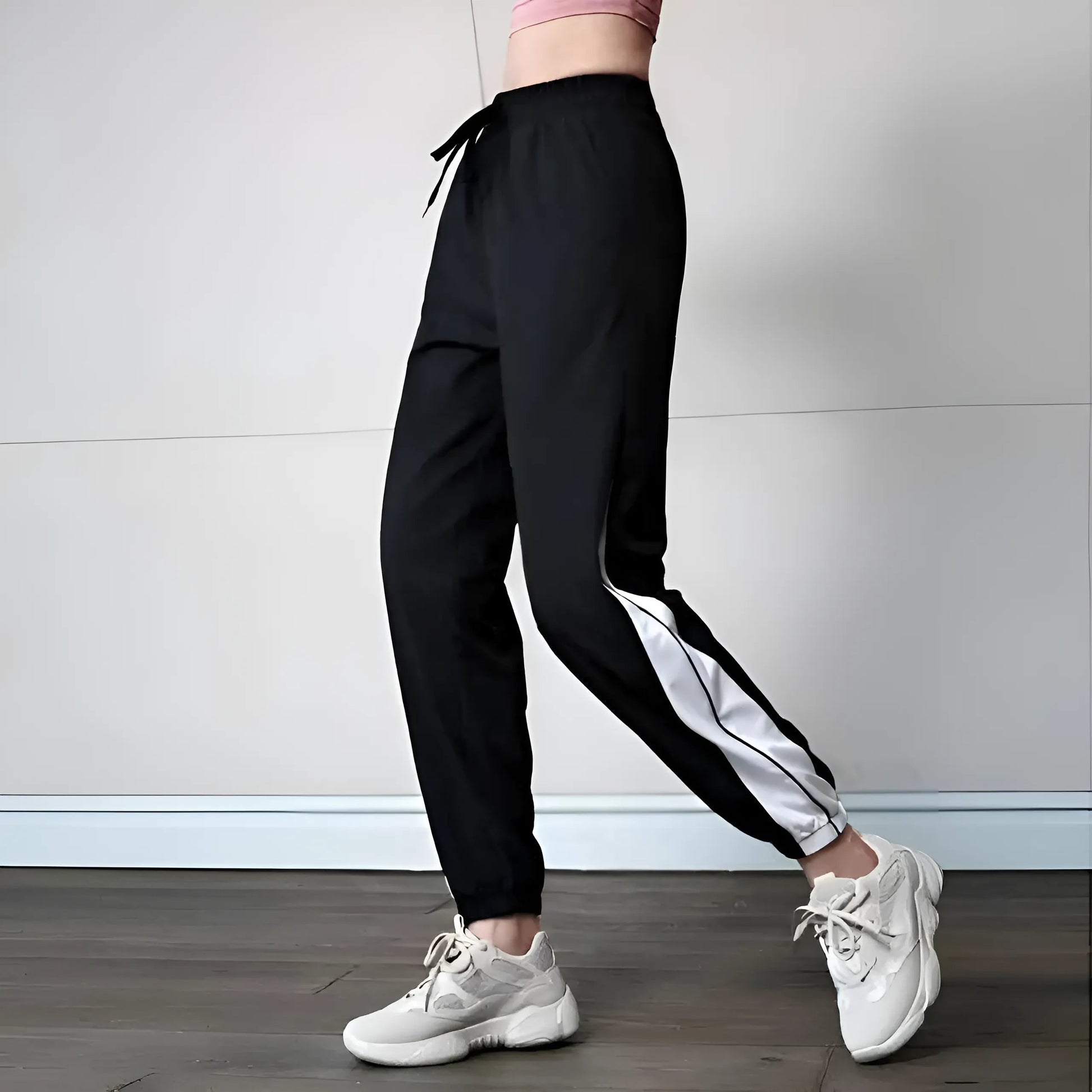 Black Sporty Tracksuit with Side Panels