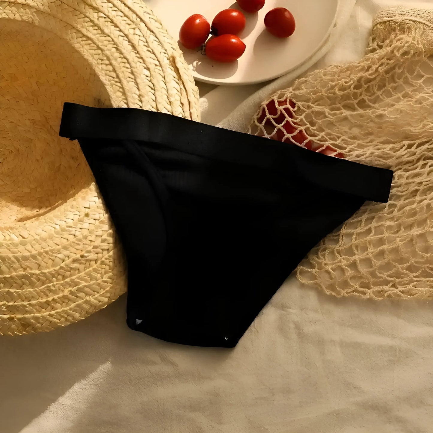 Black Striped Briefs with Wide Waistband