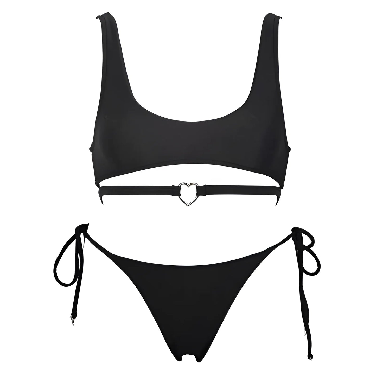 Black Two-Piece Swimsuit with Under-Bust Strap