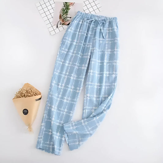 Blue Check Patterned Pyjamas Trousers