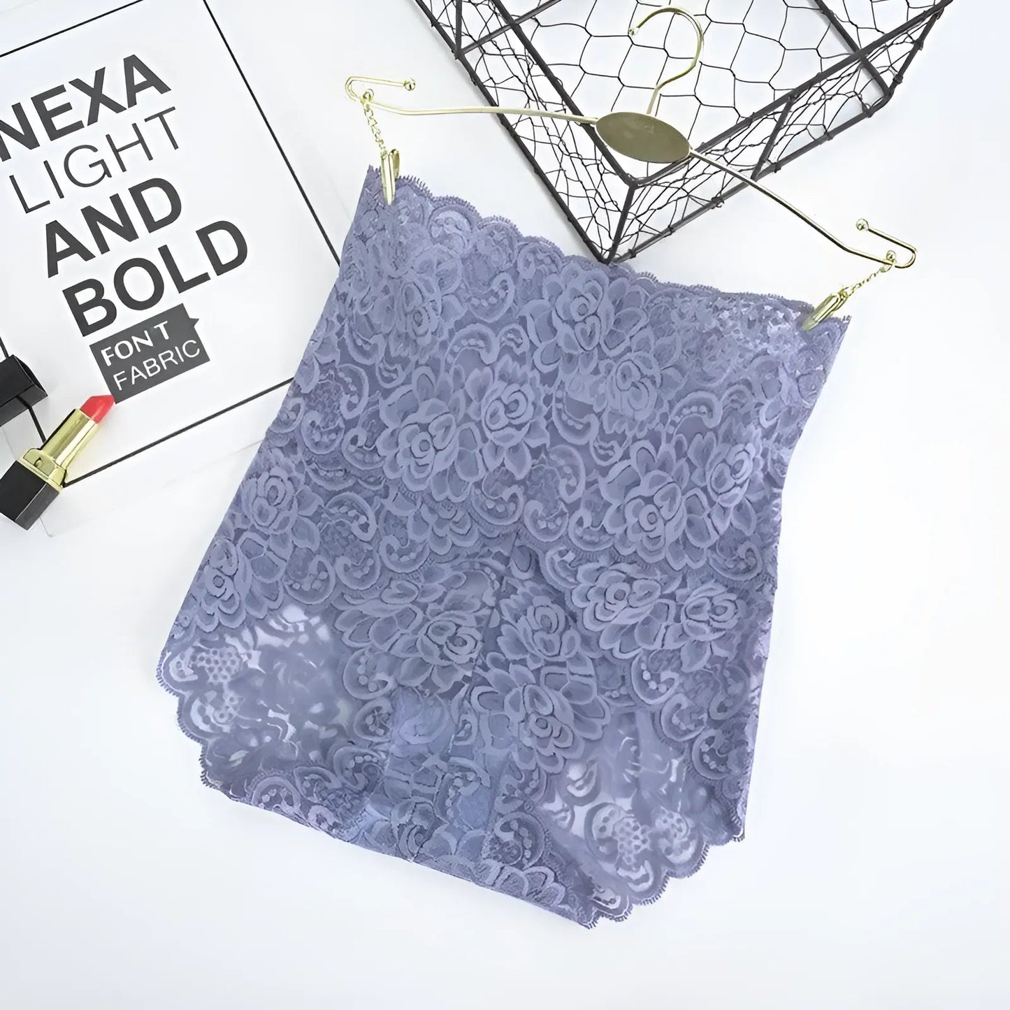 Blue Lace High-Waisted Briefs