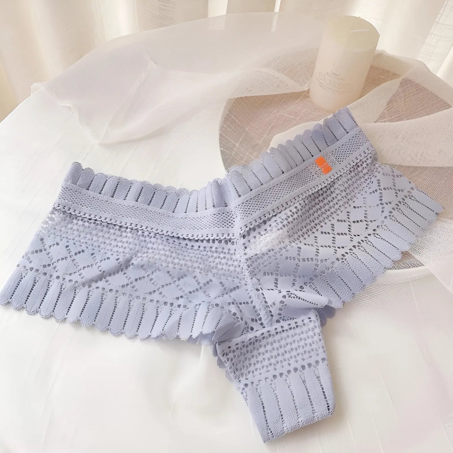 Blue Lace High-Waisted Knickers