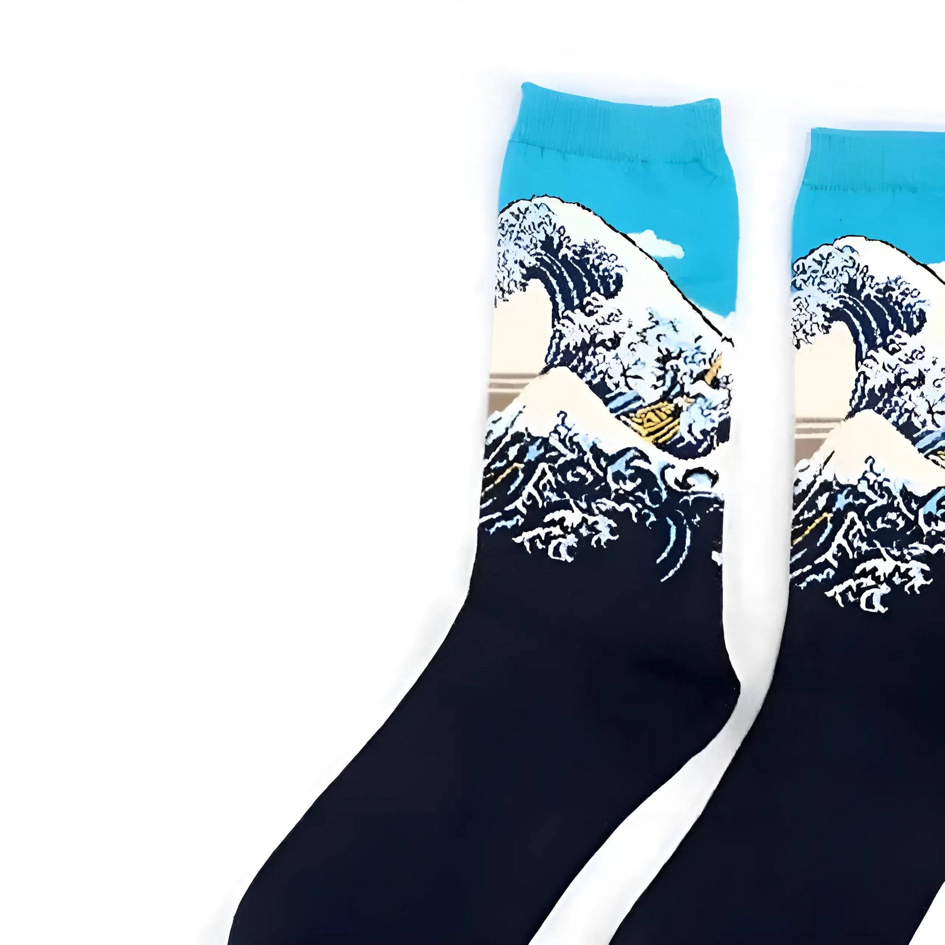 Blue Long Socks with Artistic Designs