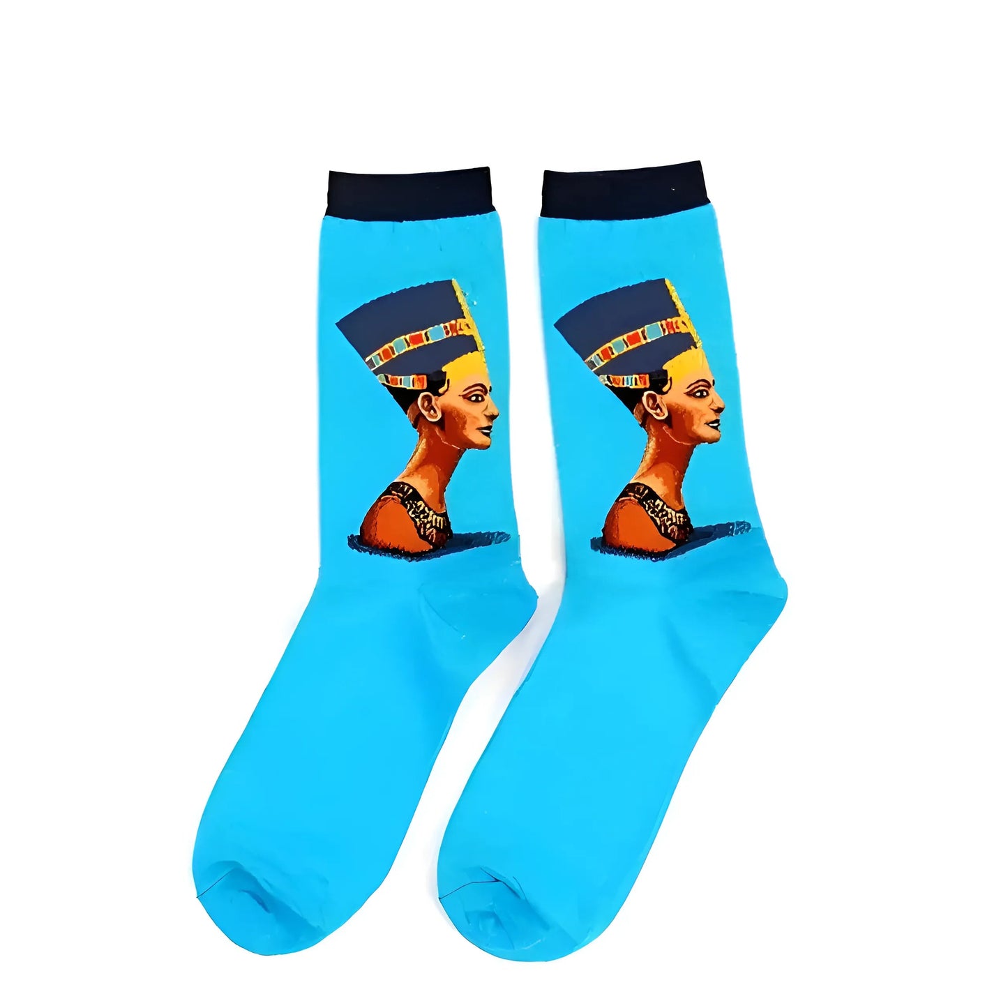 Blue Long Socks with Artistic Designs