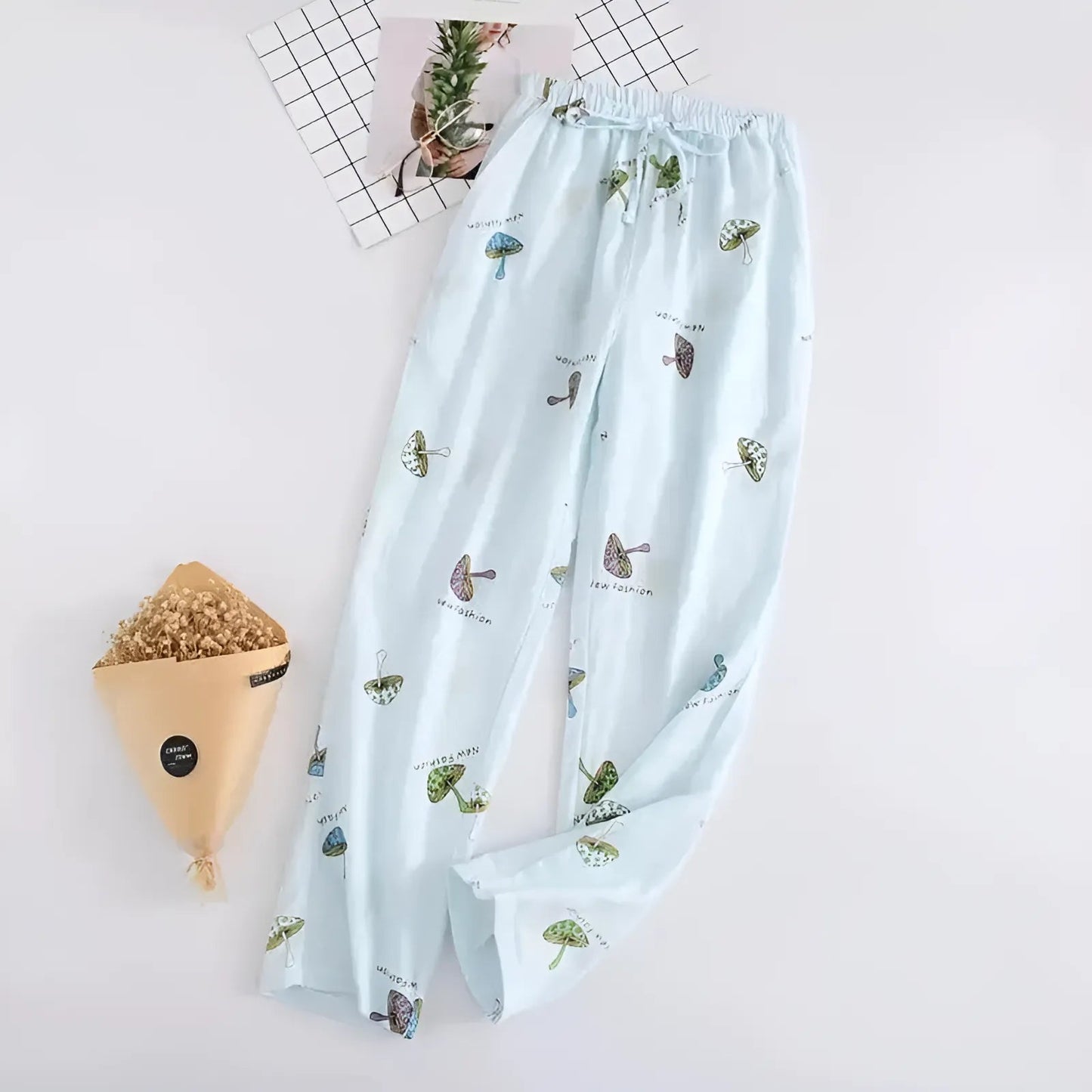 Blue Mushrooms Patterned Pyjamas Trousers