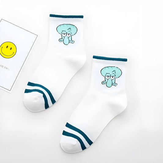 Blue SpongeBob SquarePants Ankle Socks with Cartoon Characters