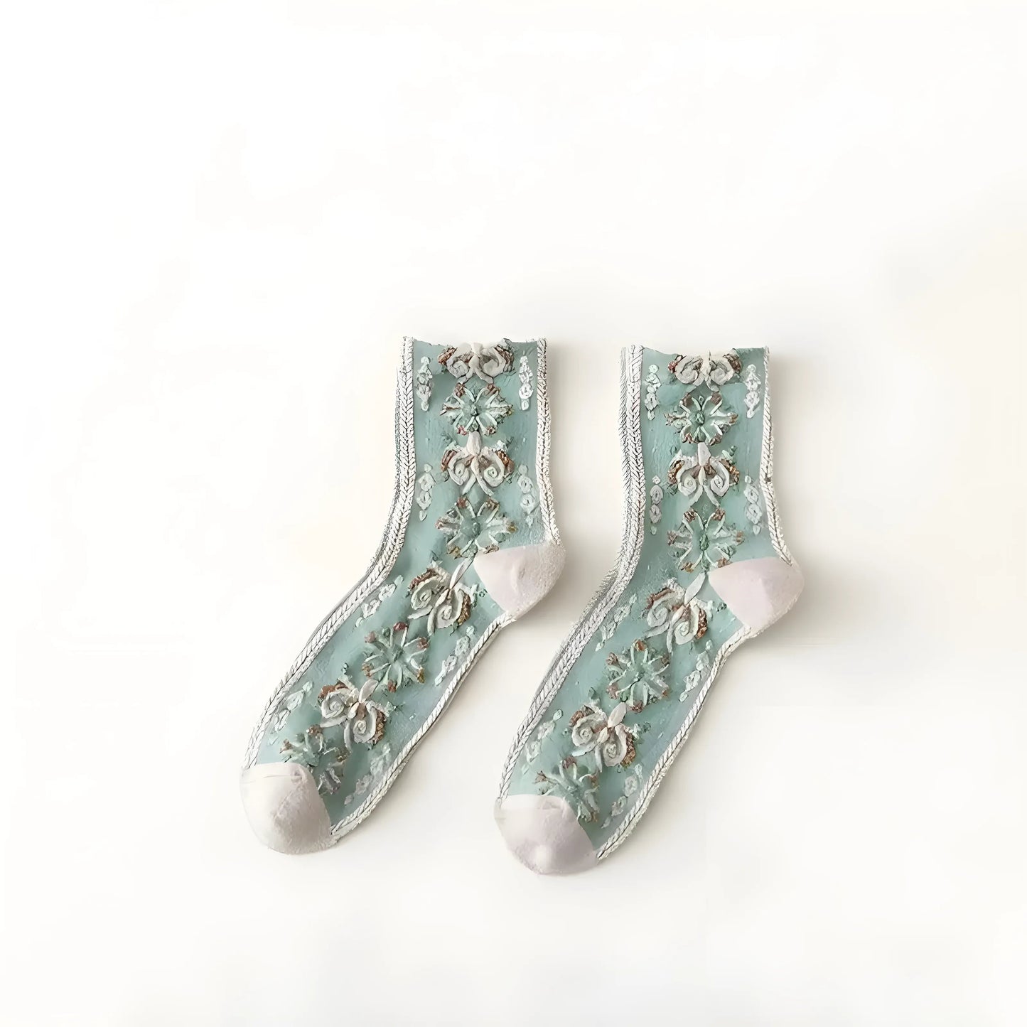 Blue Women's Socks with Decorative Pattern