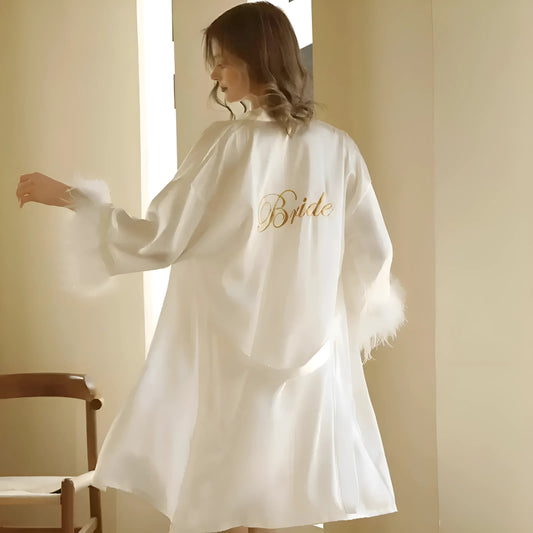 Bridal Robe with Feathers