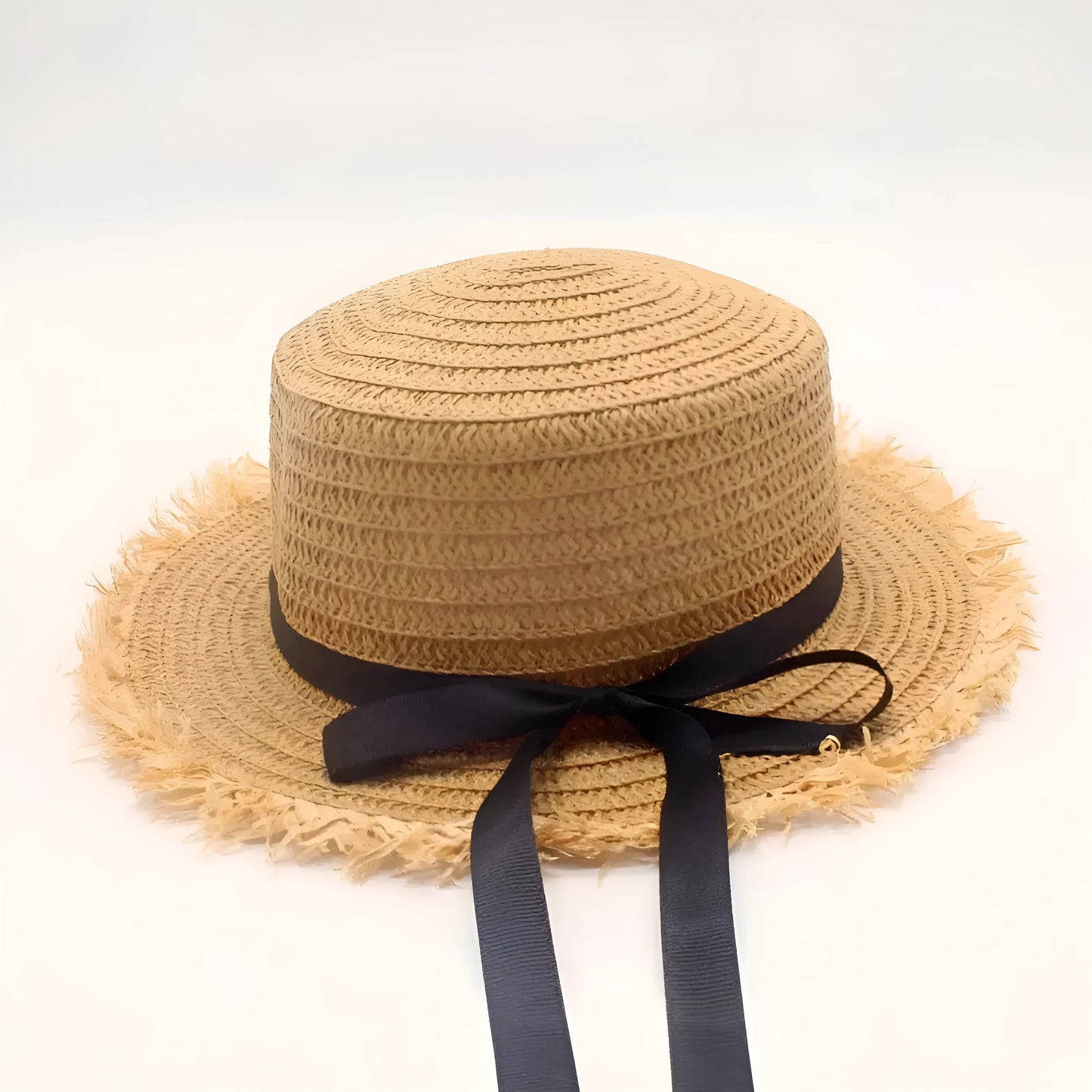 Brown Beach Hat with Bow