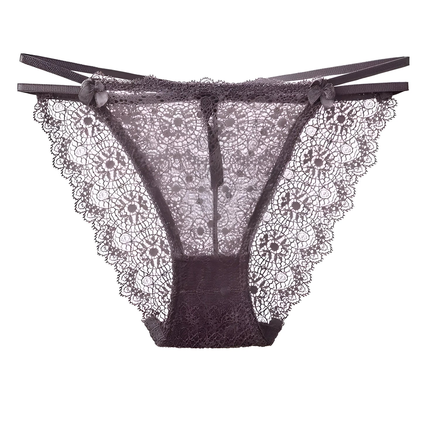Brown Lace Briefs with Straps