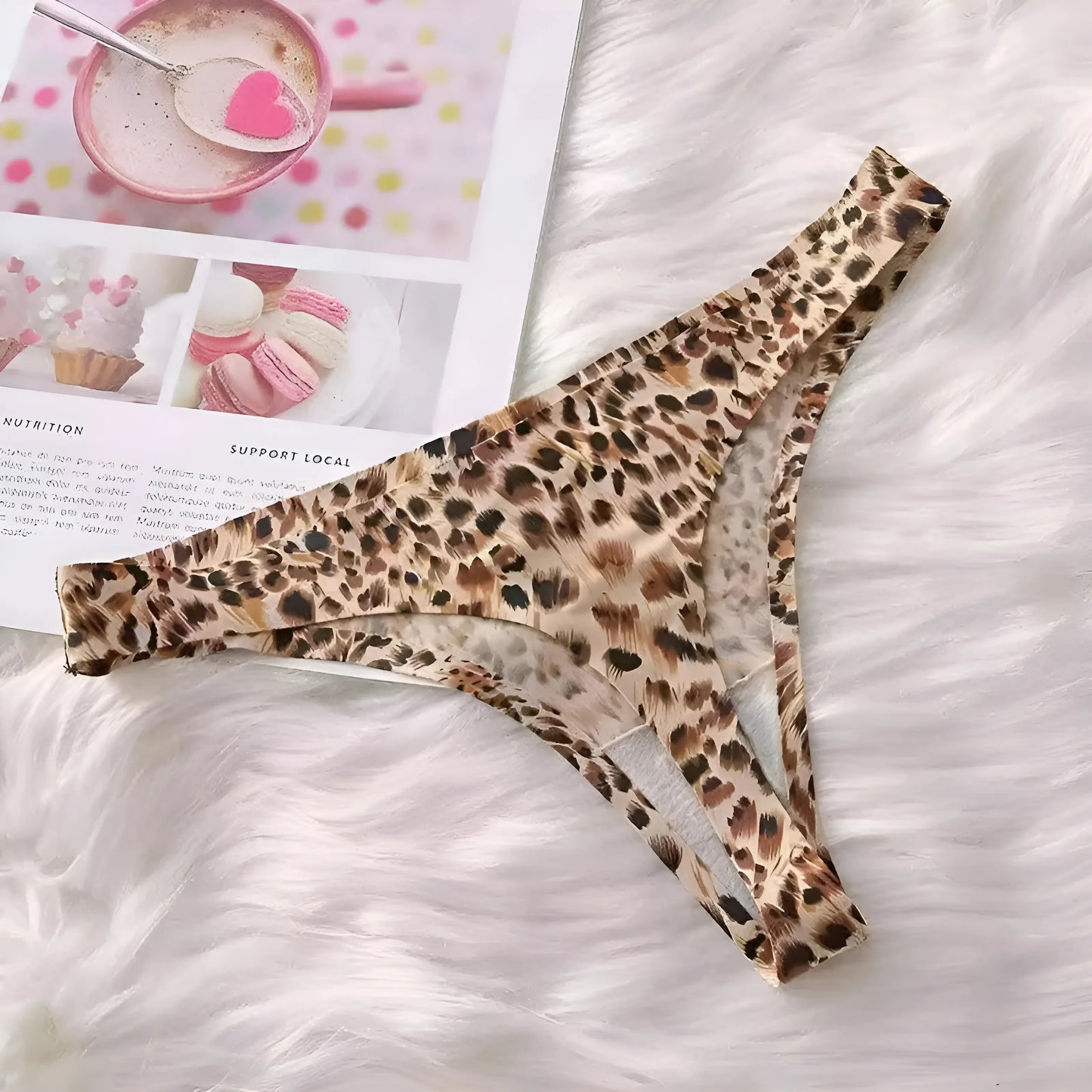 Brown Seamless Leopard Print String Thong