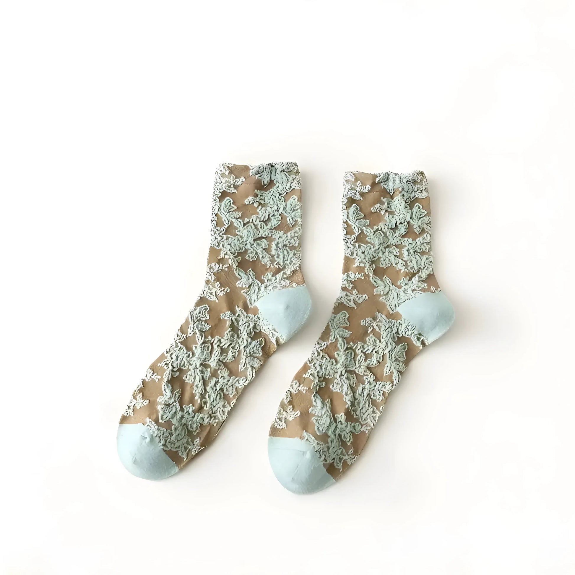 Brown Women's Socks with Decorative Pattern
