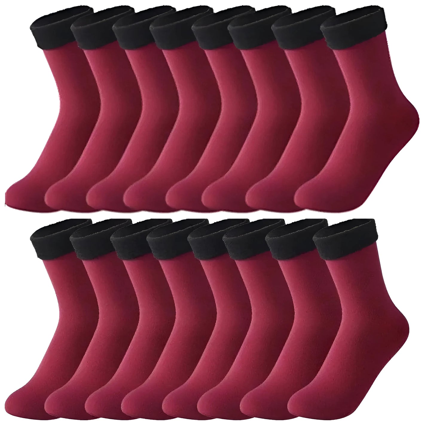 Burgundy Classic Thermal Socks - Pack of 8