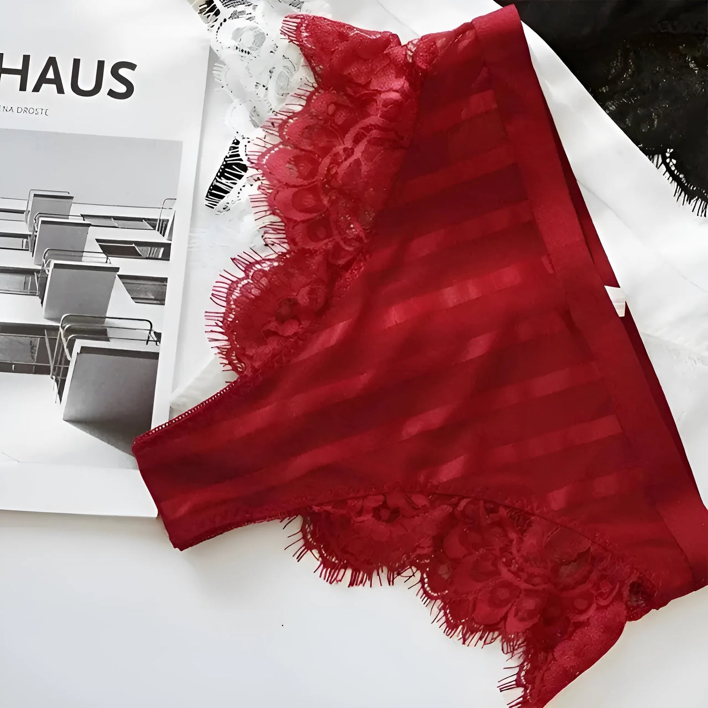 Burgundy High-Waisted Lace Women's Briefs