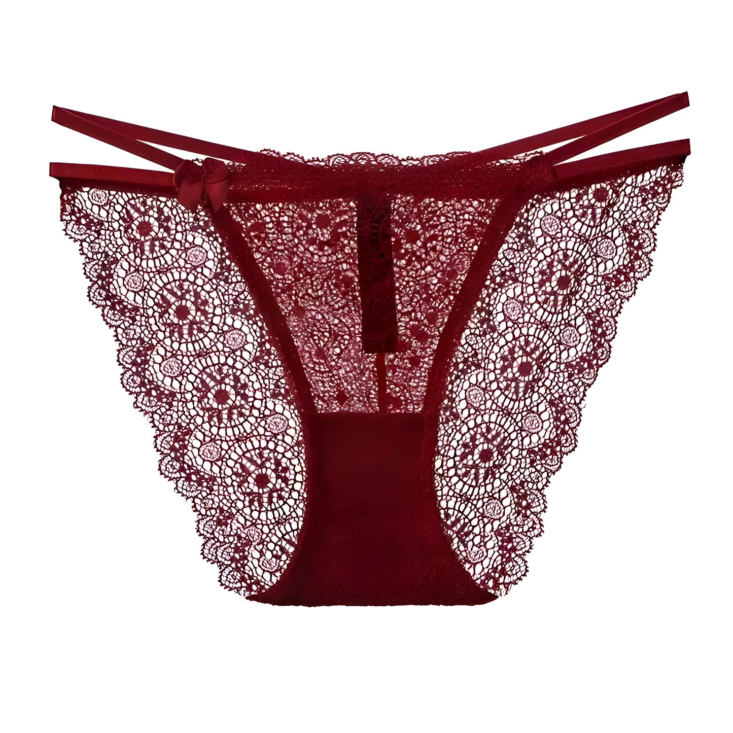 Burgundy Lace Briefs with Straps