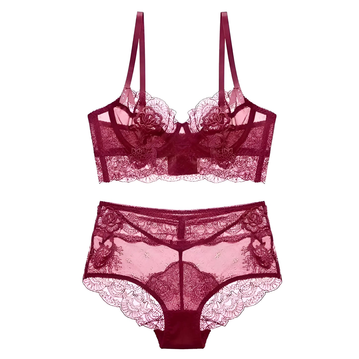 Burgundy Lace Lingerie Set