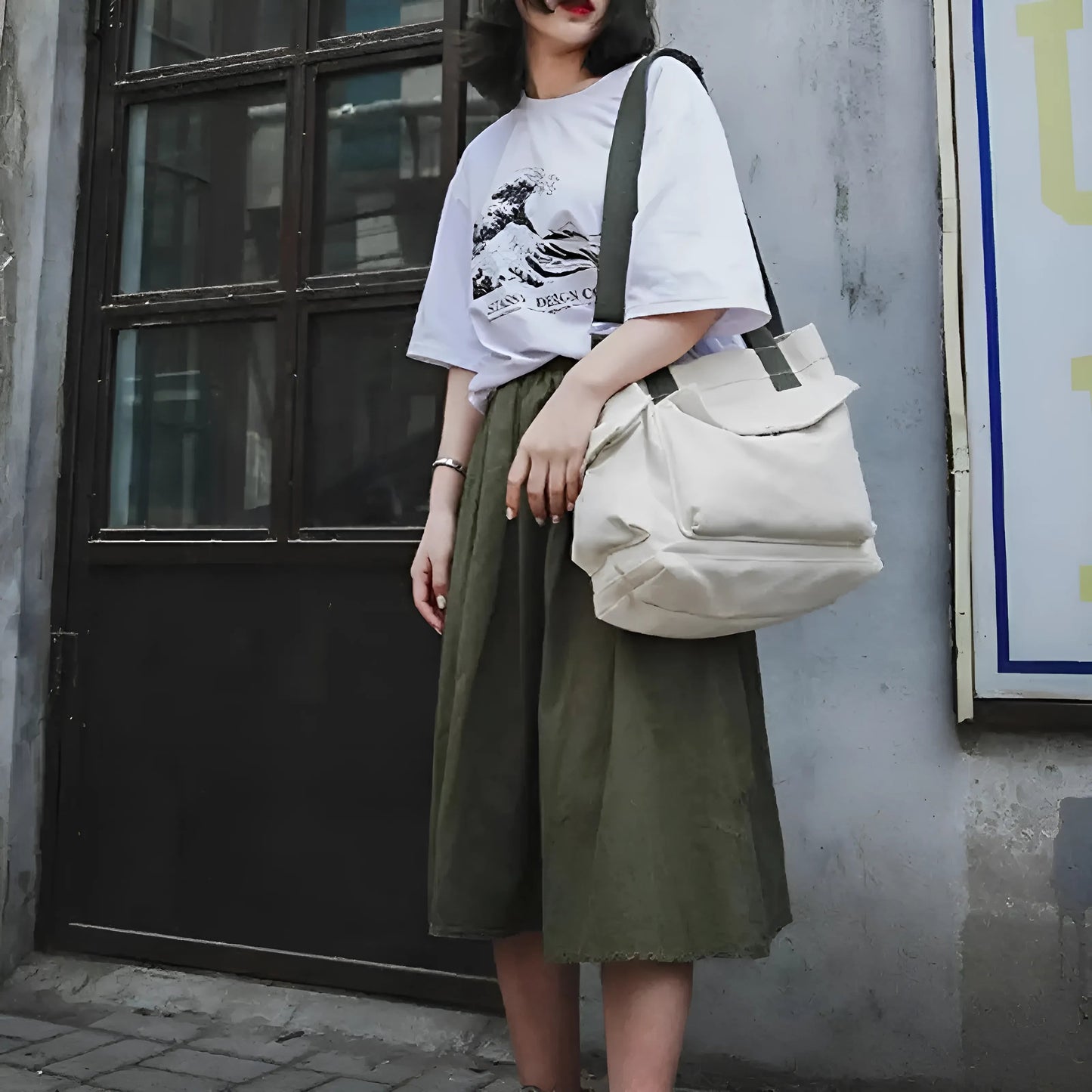 Canvas Tote Bag with Pockets