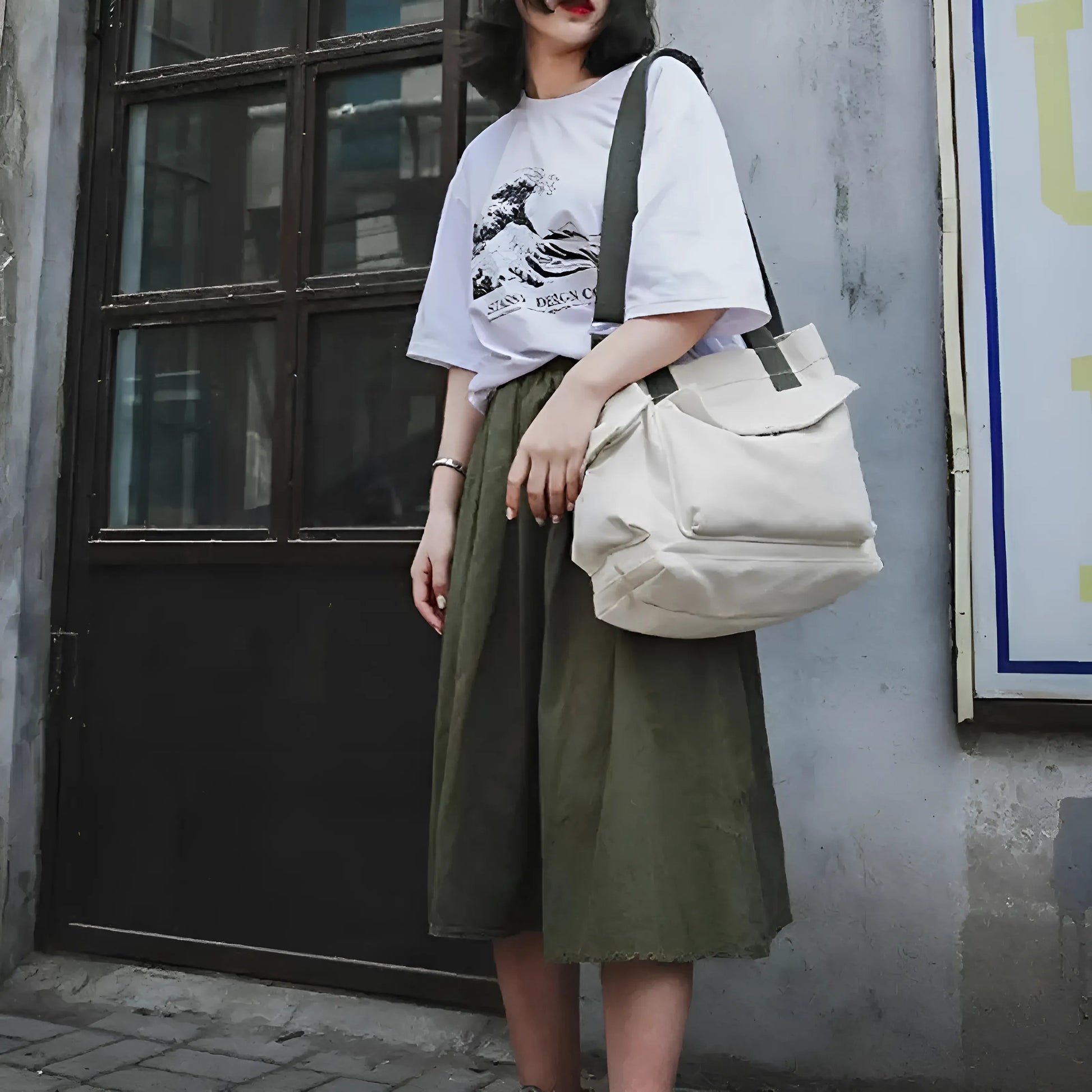 Canvas Tote Bag with Pockets