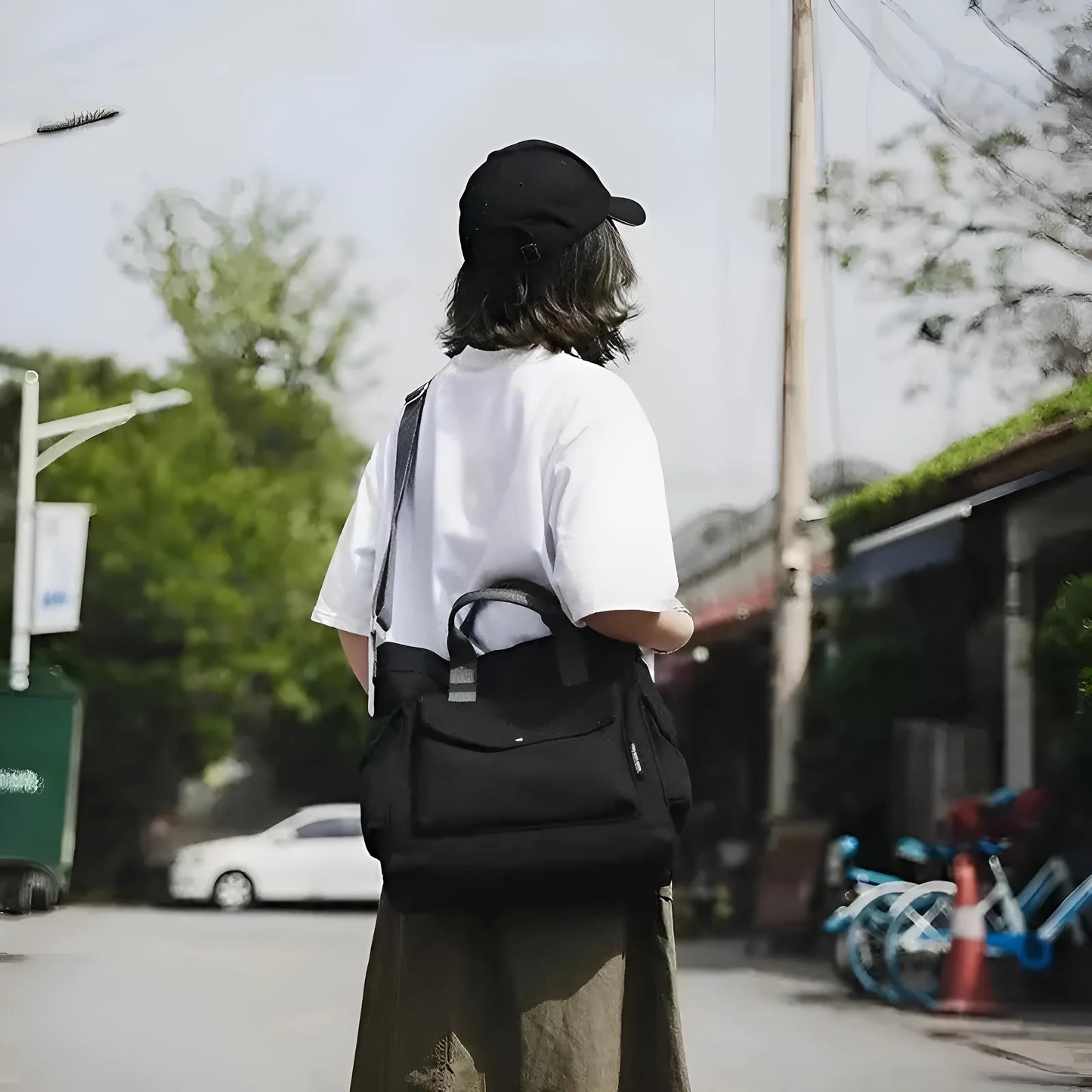 Canvas Tote Bag with Pockets