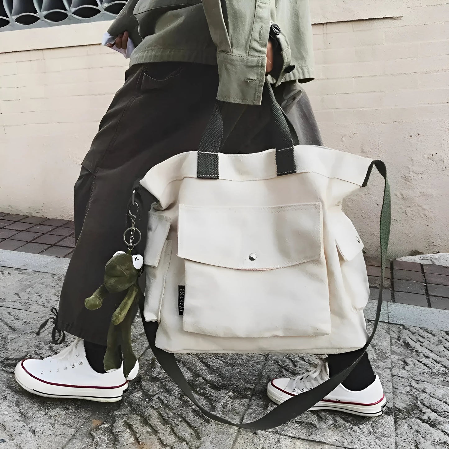 Canvas Tote Bag with Pockets