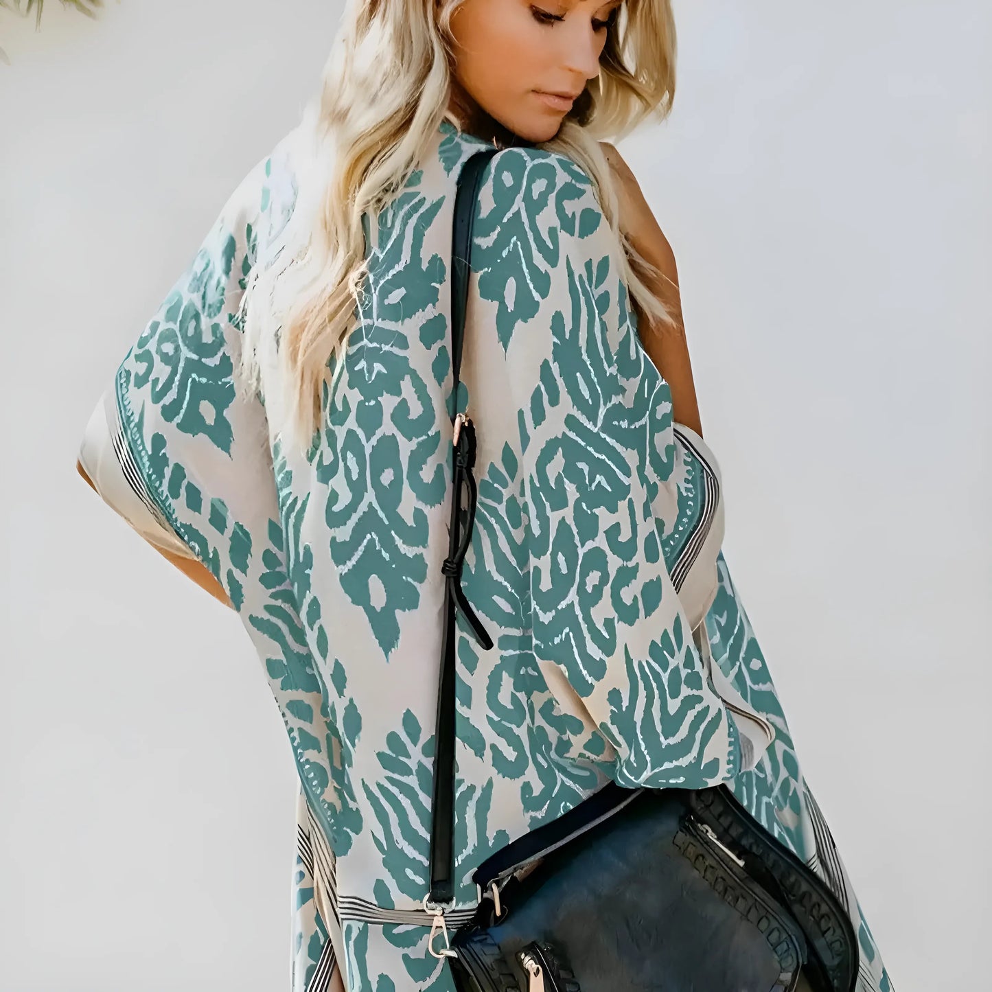 Classic Beach Kimono with Ornate Patterns