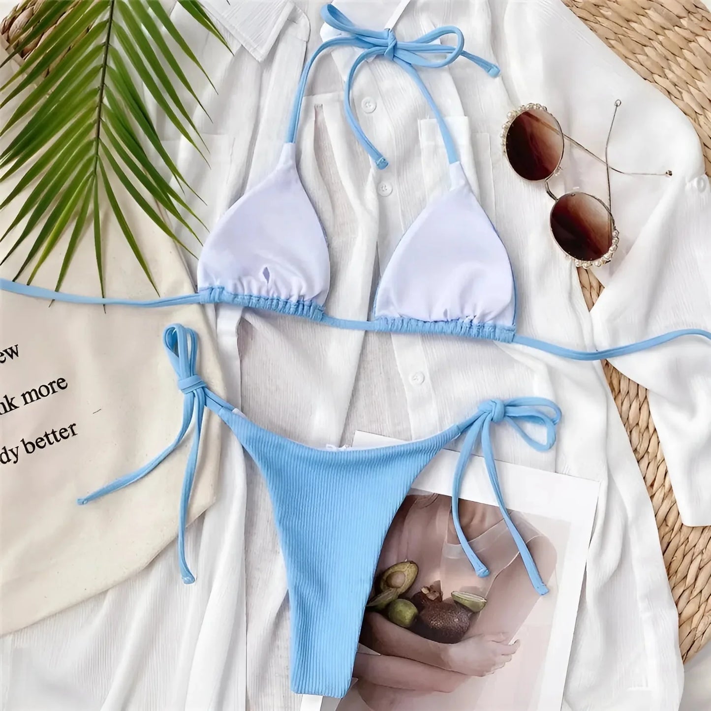 Classic Two-Piece Swimsuit with Ties