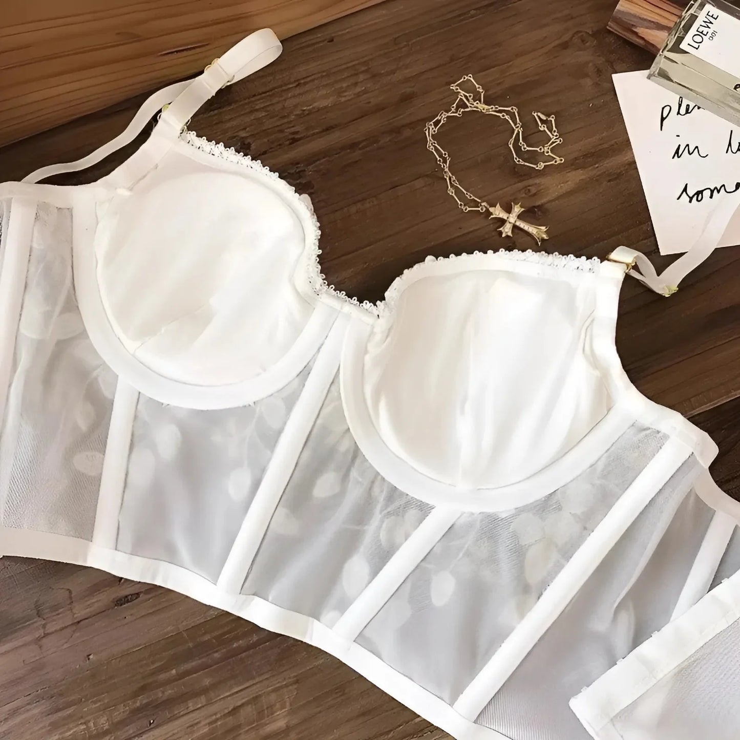 Embroidered Floral Lingerie Set