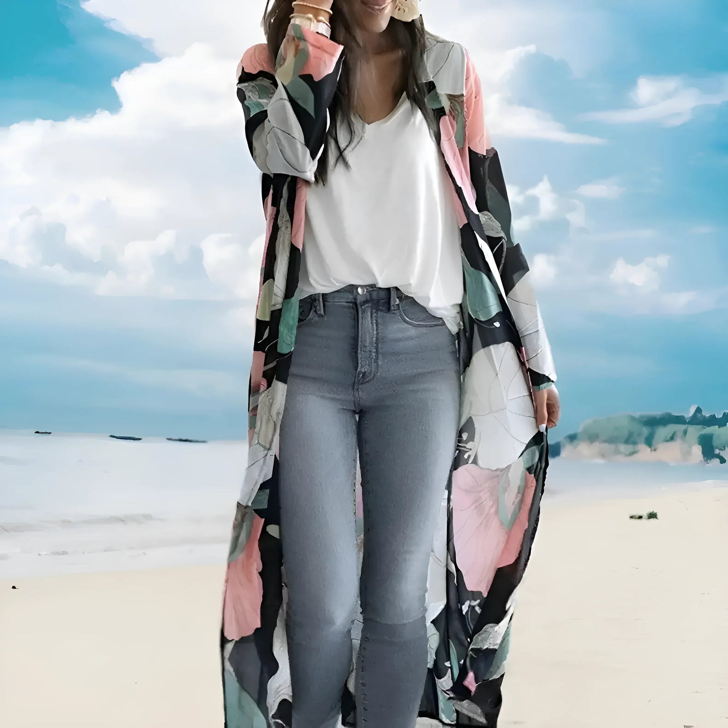 Floral Print Beach Kimono