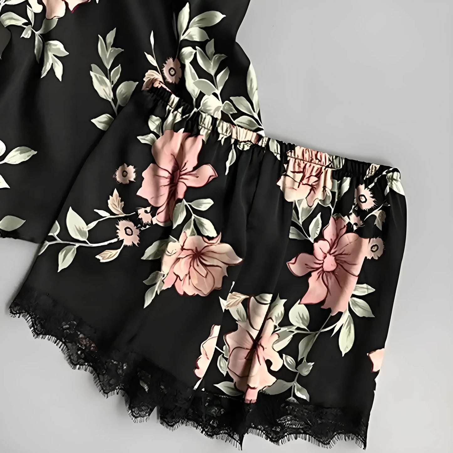 Floral Pyjama Set with Top and Shorts
