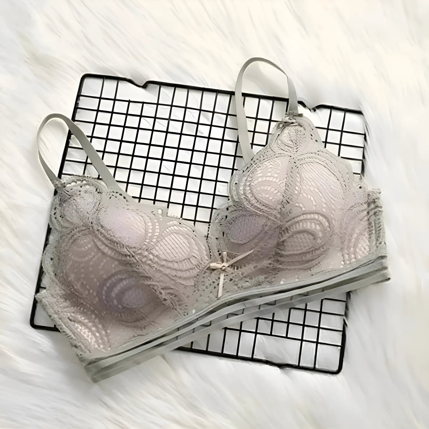 Green Lace Bra with Elastic Band