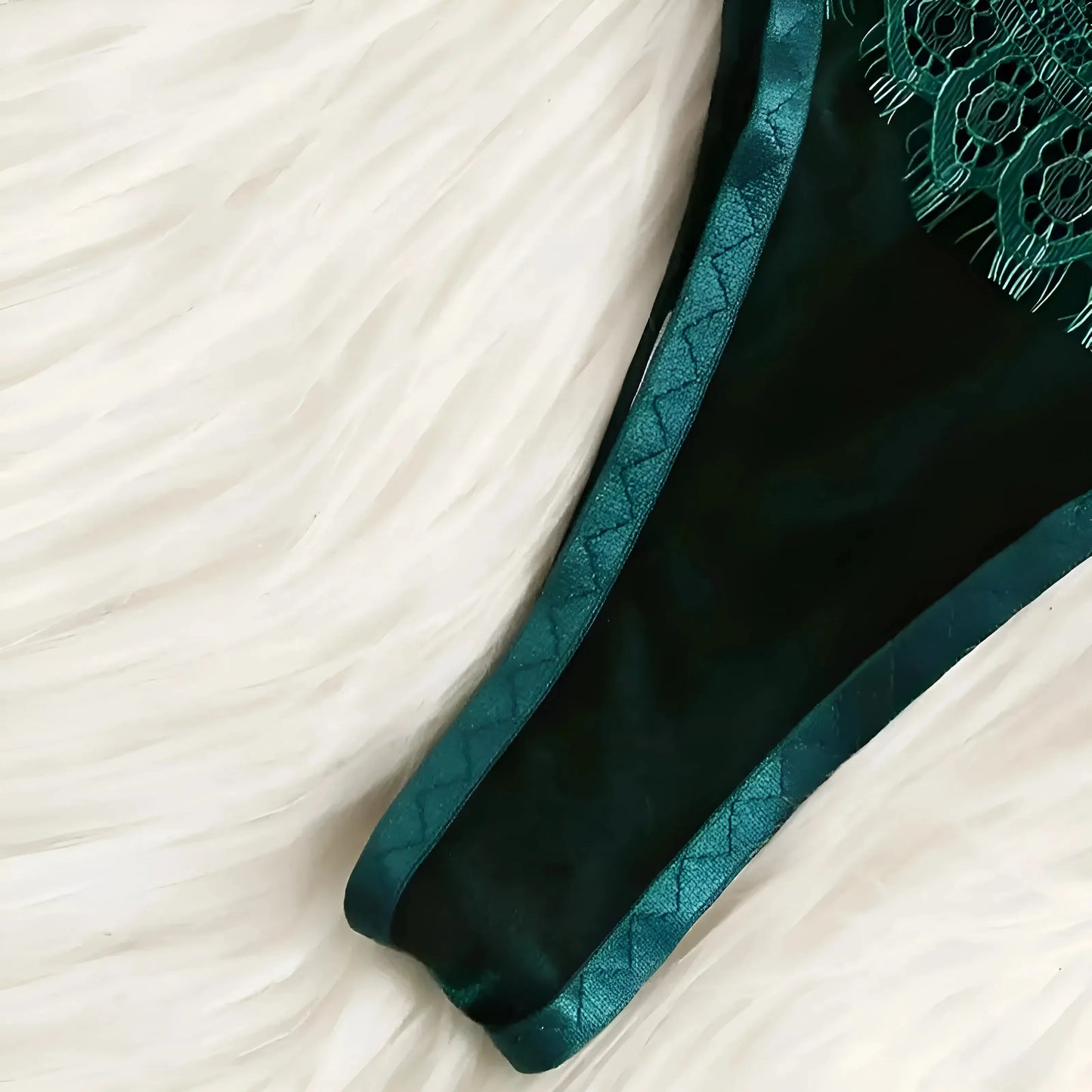 Green Lace Lingerie Set with Straps