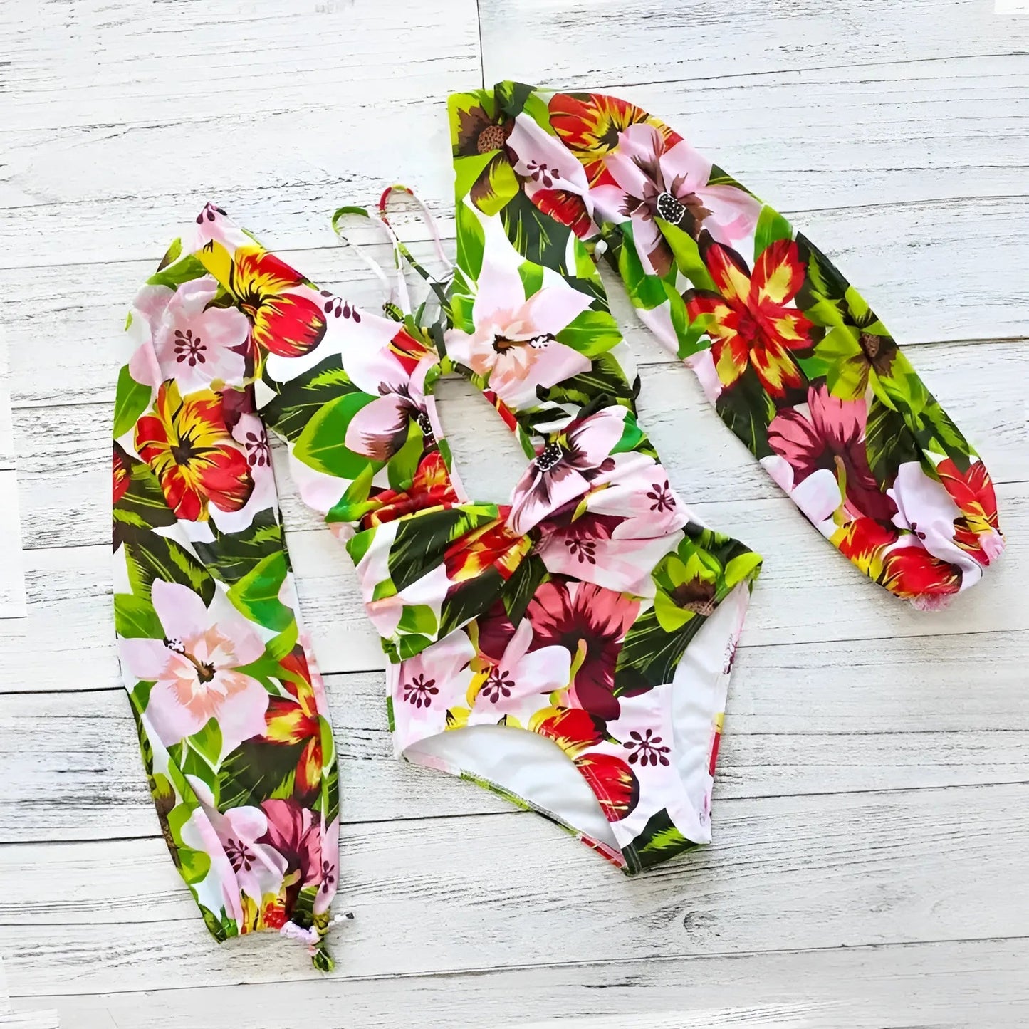 Green Long Sleeve One-Piece Swimsuit