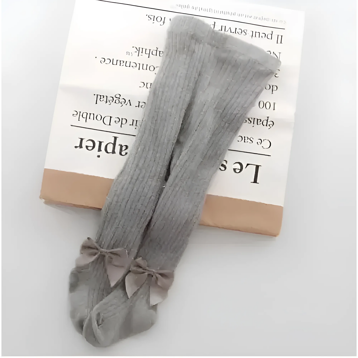Grey Children's Tights with Bows