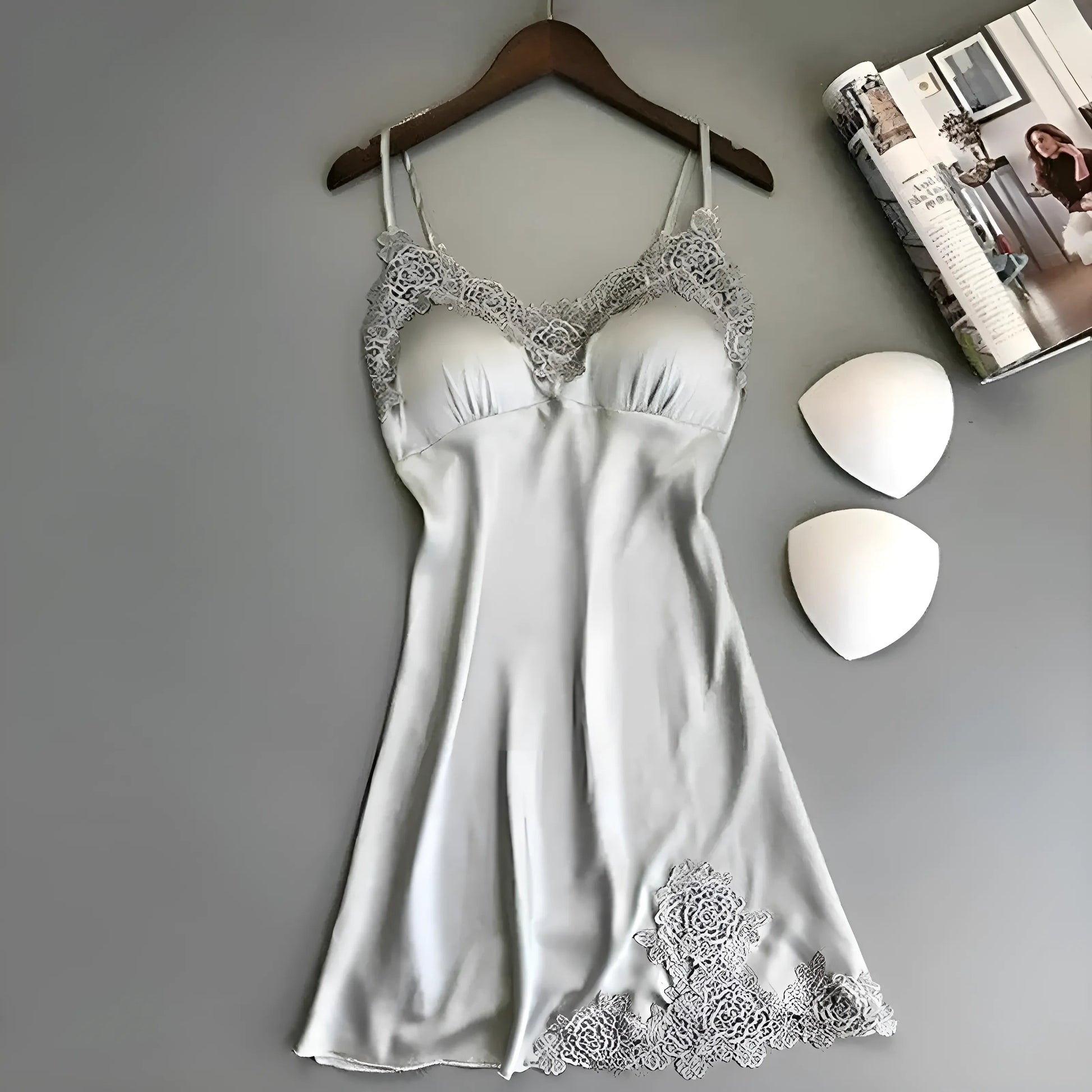 Grey Delicate Lace Nightdress