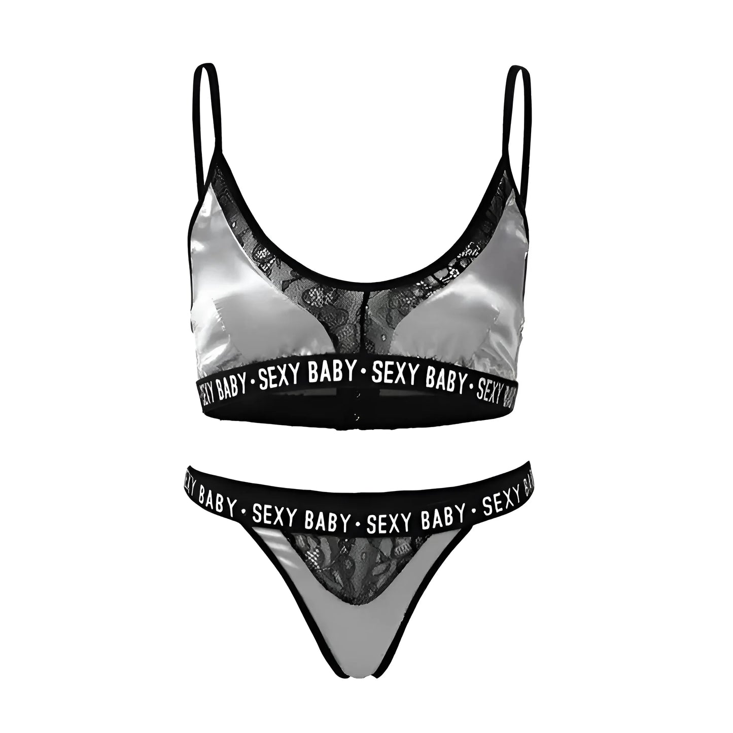 Grey Lace Lingerie Set - SEXY BABY