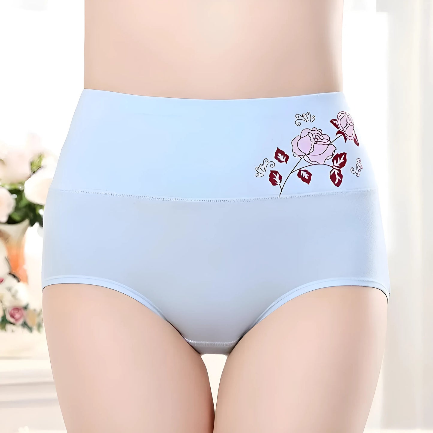 High-Waisted Knickers with Decorative Rose