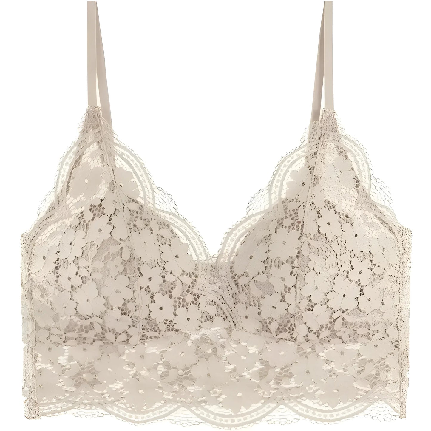 Khaki Lace Bralette with Thin Straps