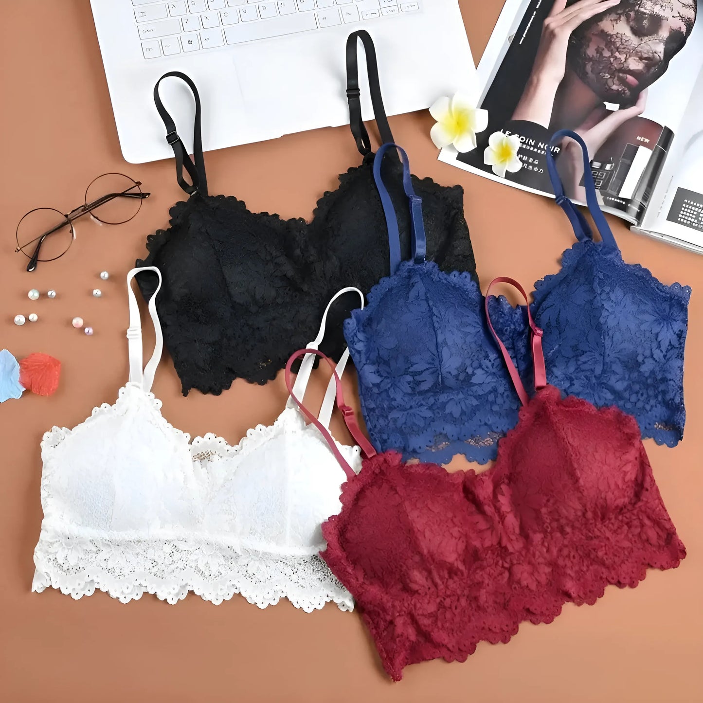 Lace Bra with Low Rise Design