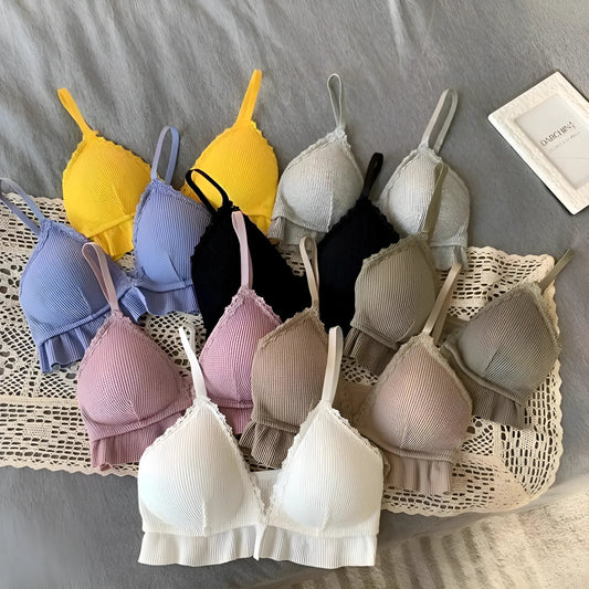 Lace Bralette with Frill Trim