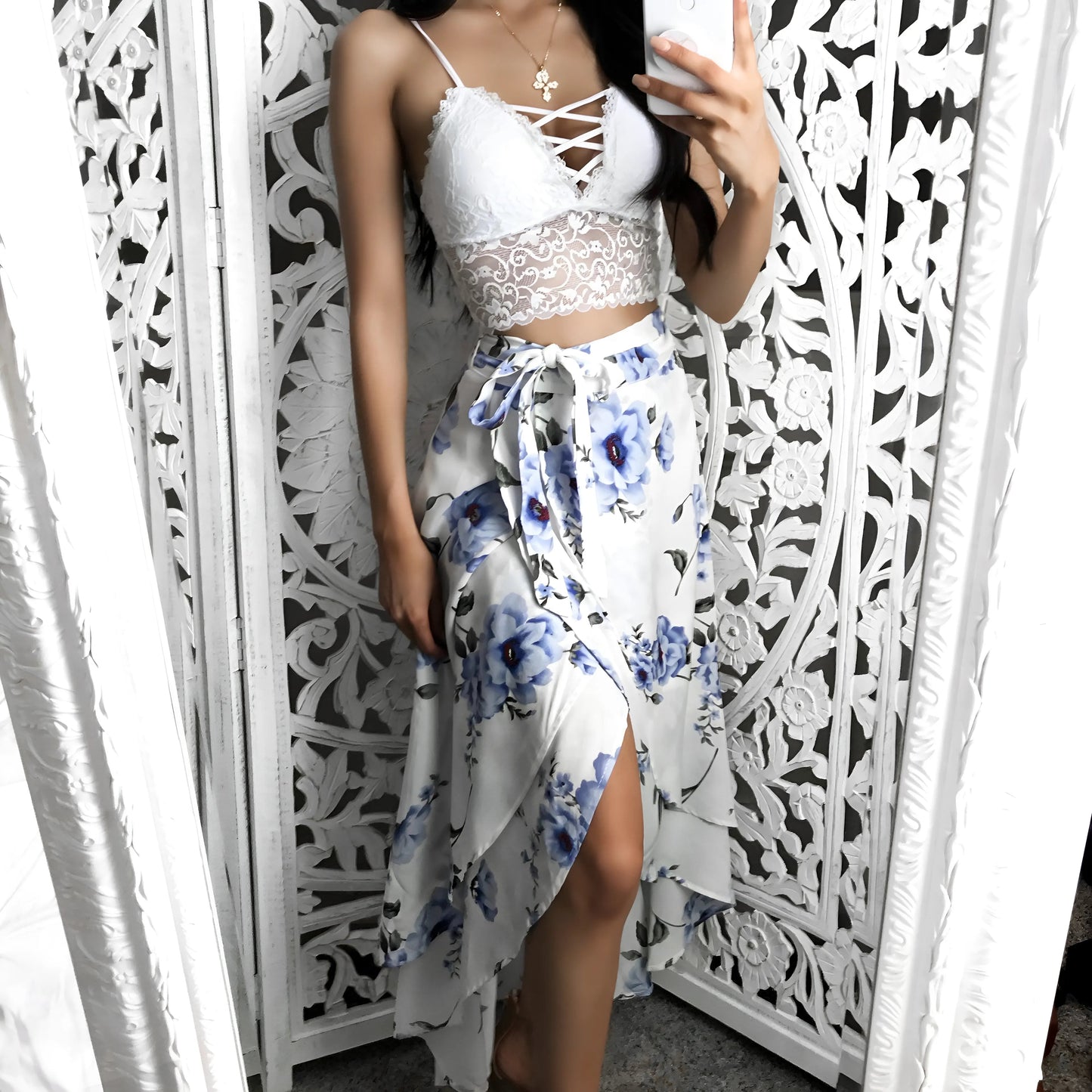 Lace Bralette with Low Rise Design