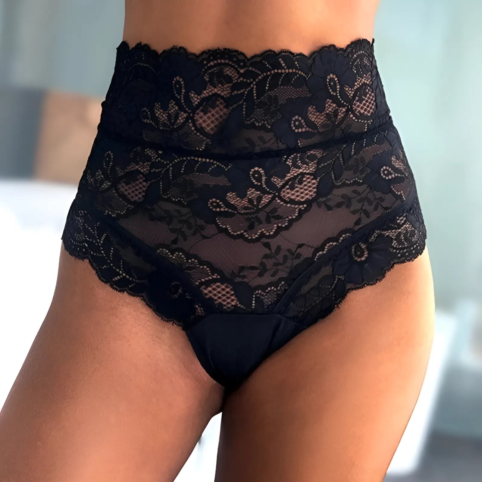 Lace High-Waisted Knickers with Ties