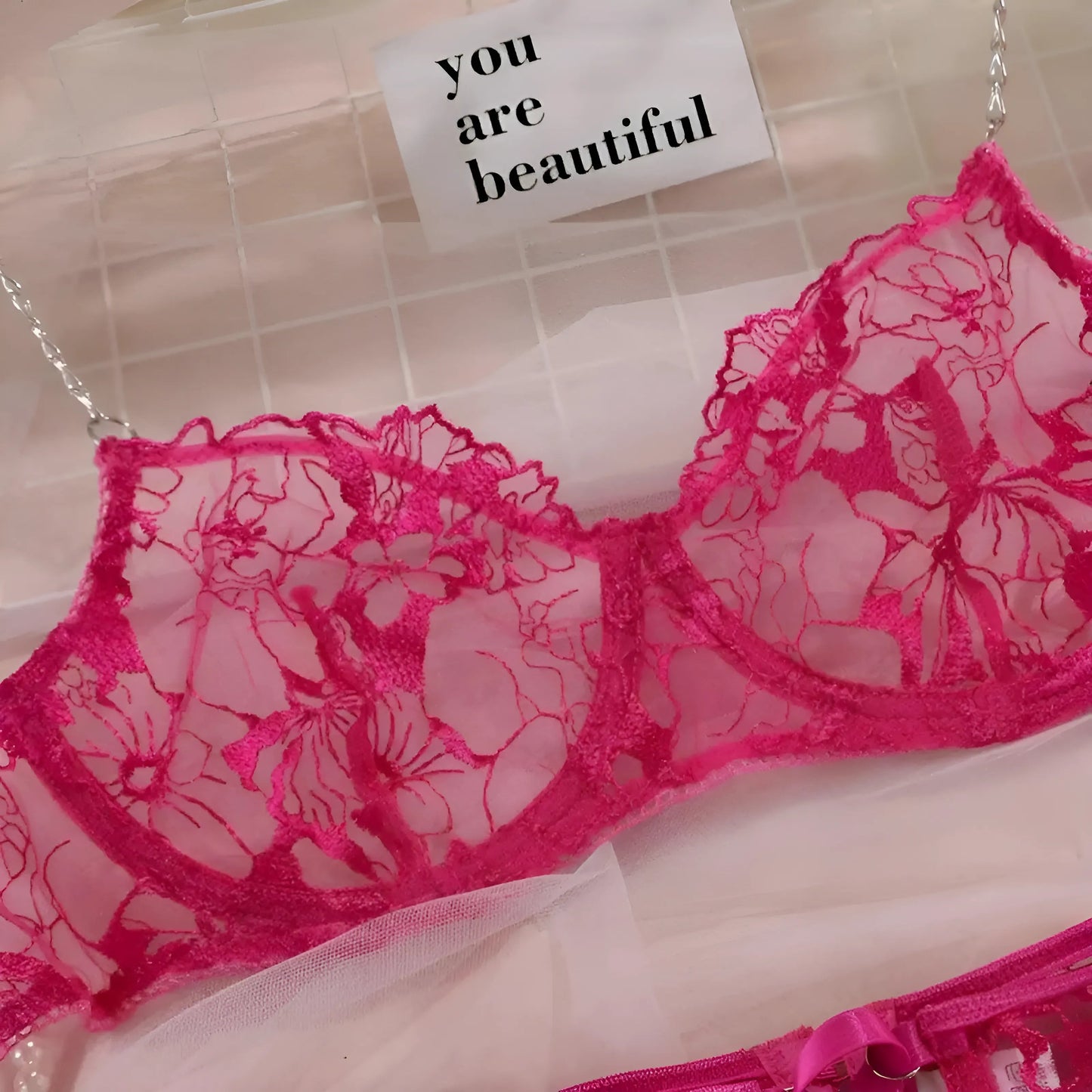 Lace Lingerie Set with Chains