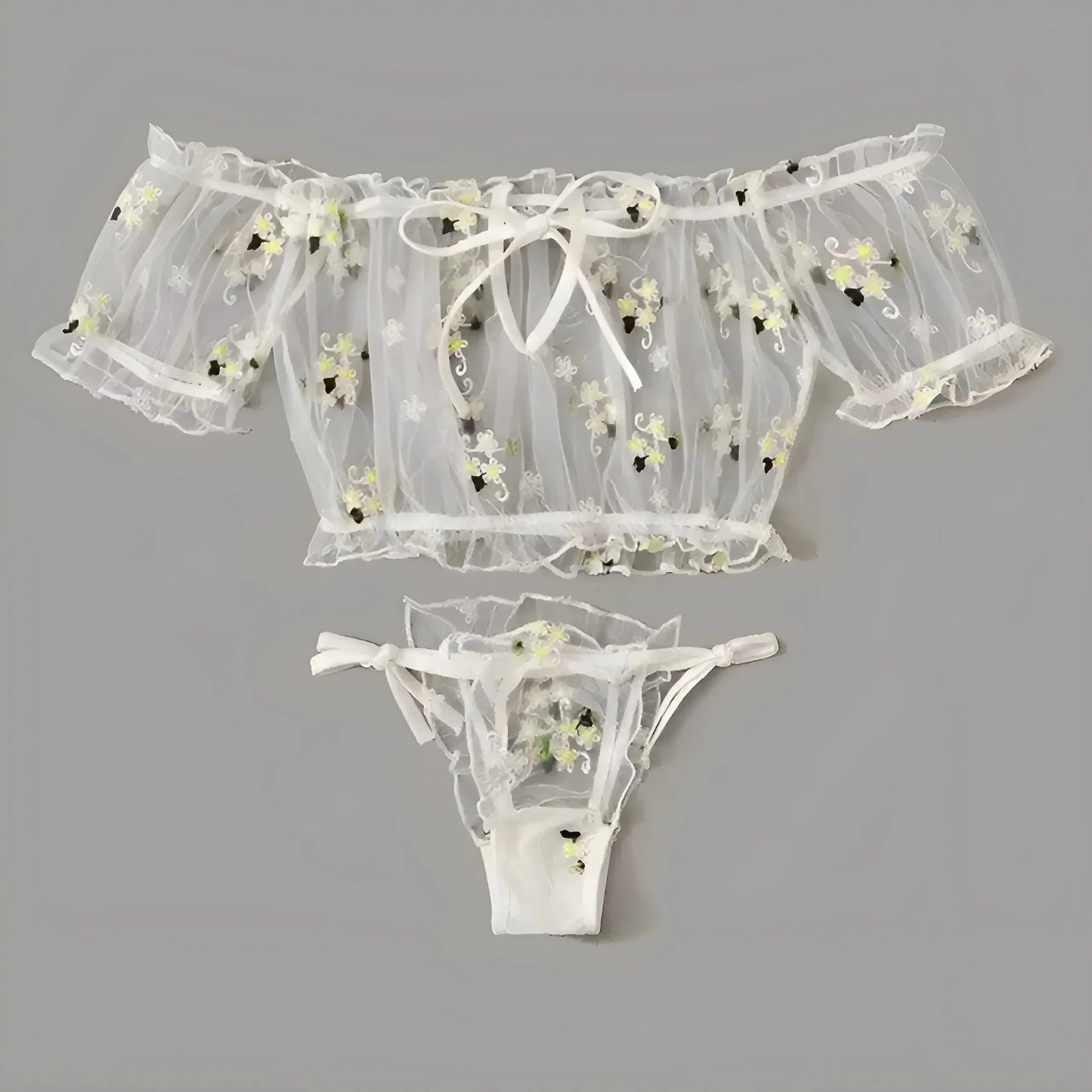 Lace Lingerie Set with Delicate Floral Print