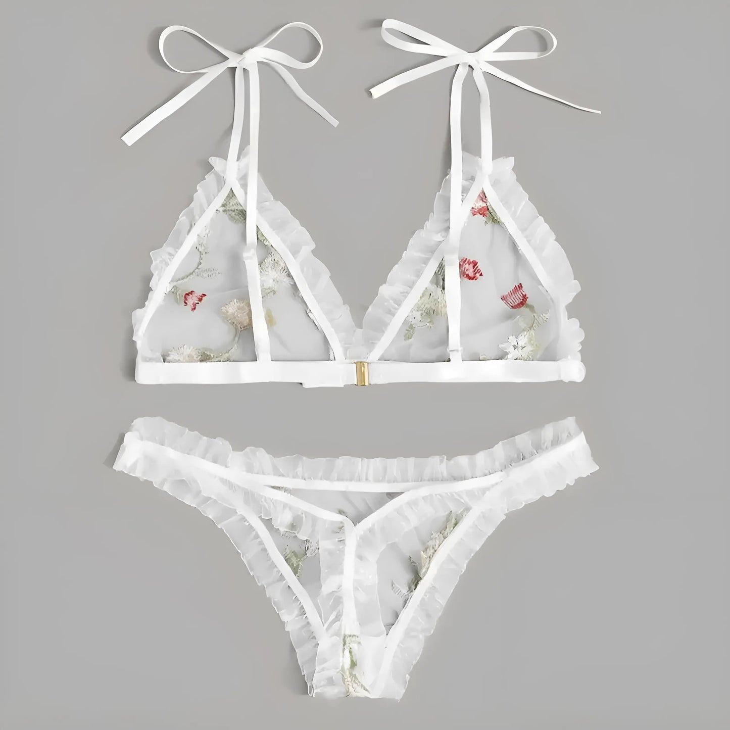 Lace Lingerie Set with Tied Straps