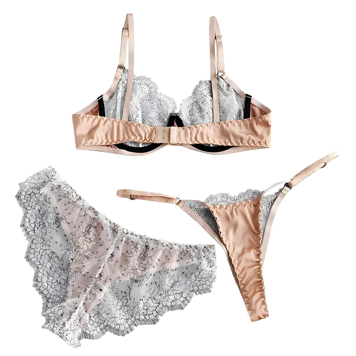 Lace Lingerie Set with Two Styles of Knickers