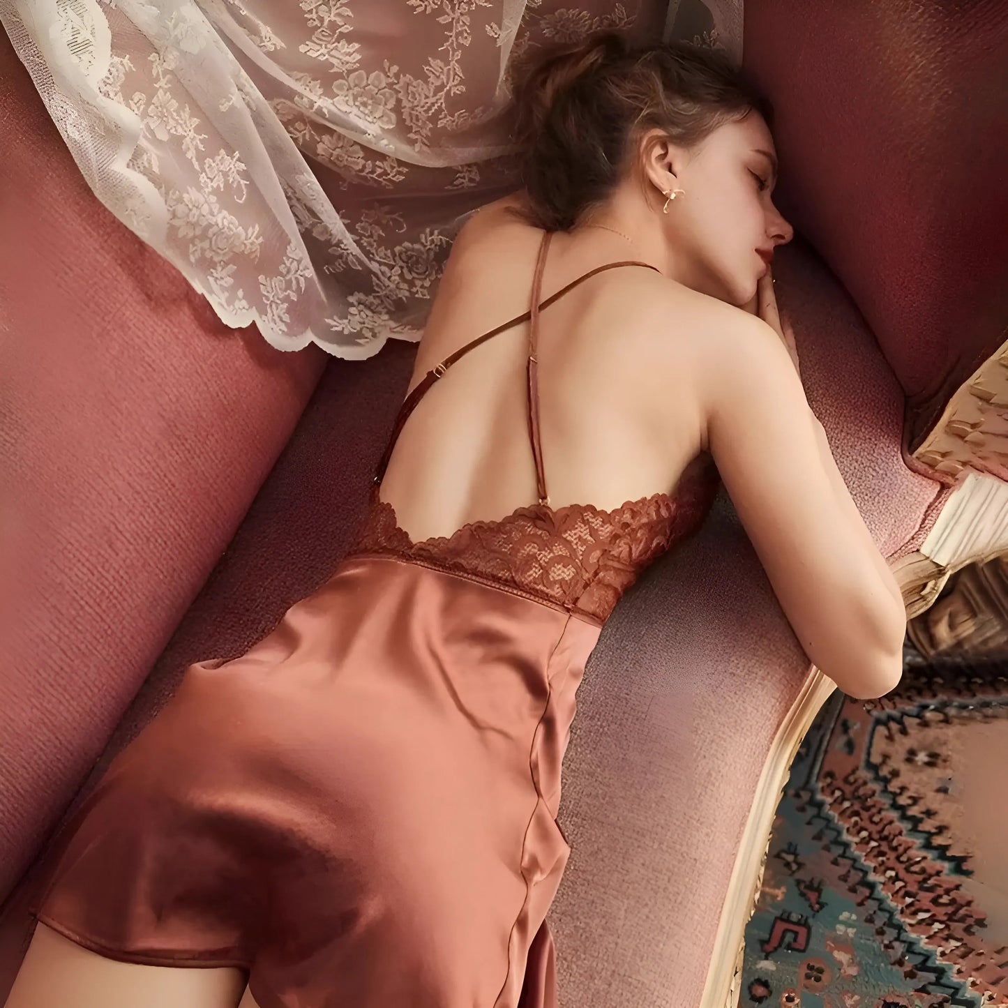 Lace Nightdress with Open Back