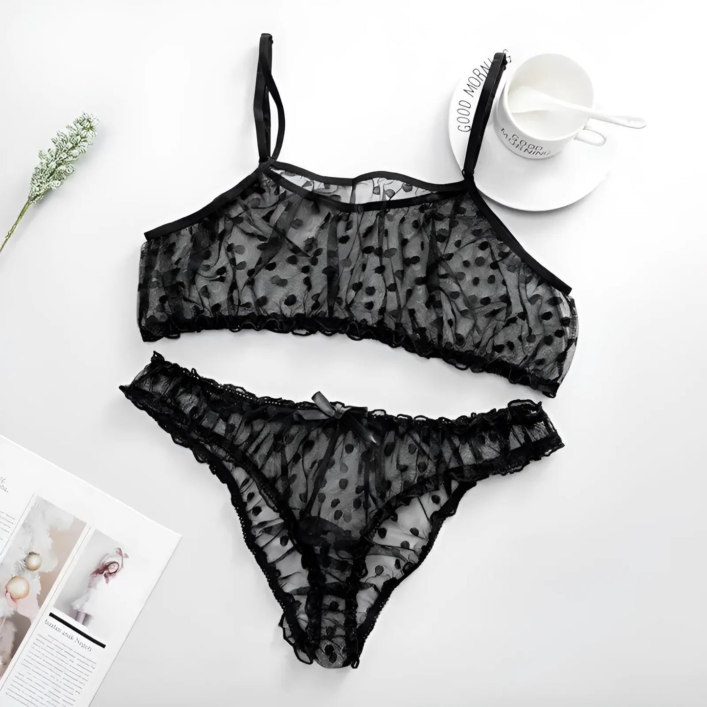 Lace Polka Dot Lingerie Set