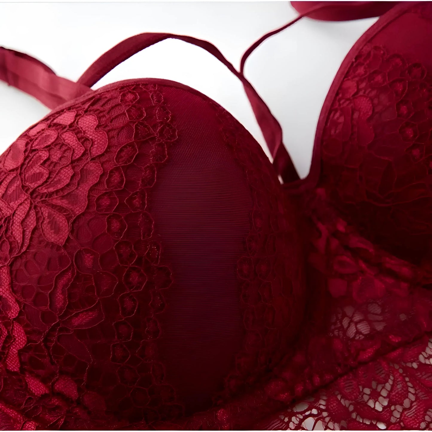 Lace Push-Up Bra with Decorative Straps