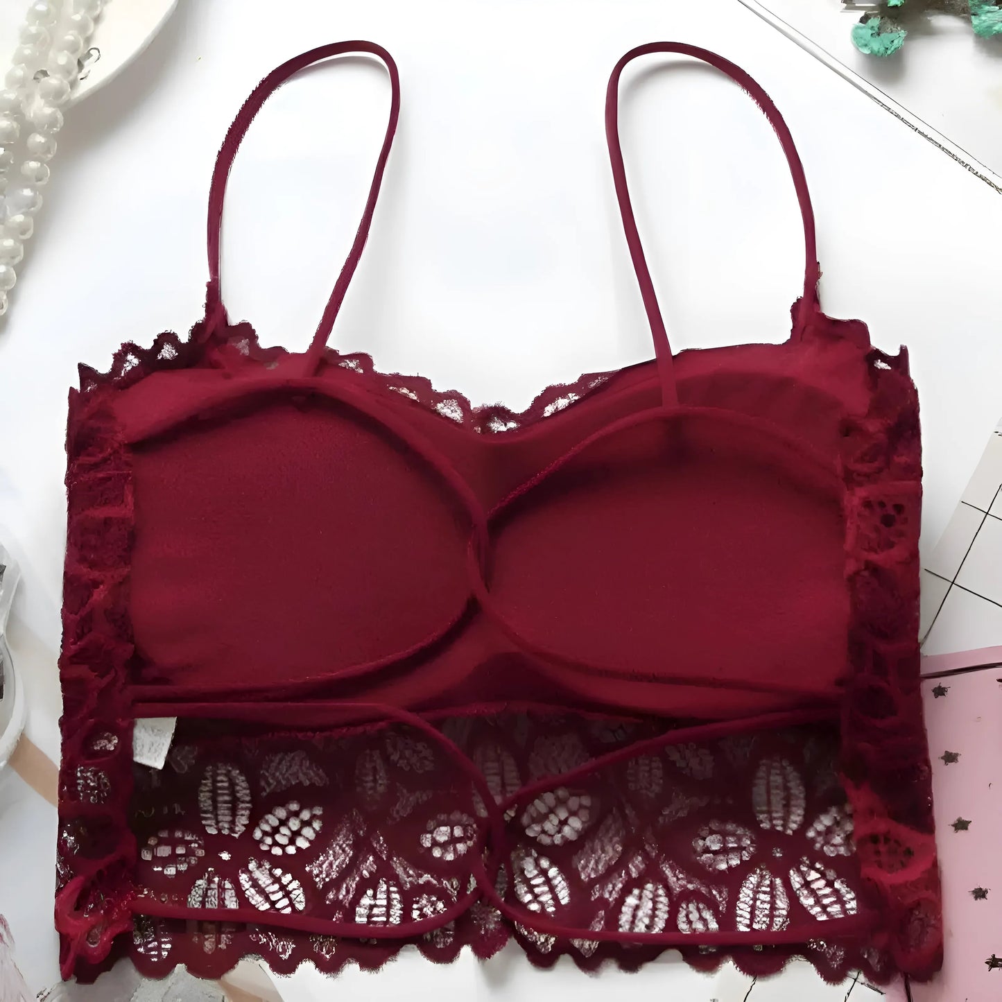 Lace Push-Up Bralette with Low Rise Design
